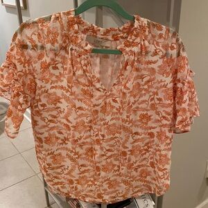 LOFT floral pink blouse